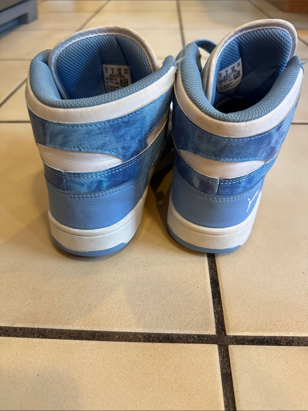 Puma Kids' High-Top Sneakers in Light Blue and White